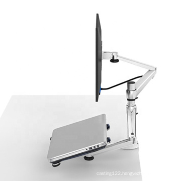 DW-EV2-OA-7XA Aluminum Dual Monitor Arm Desktop Mount Laptop and Monitor Stand with Laptop Stand